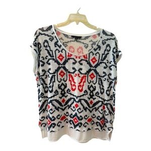 Tommy Hilfiger Red and Navy Patterned Blouse